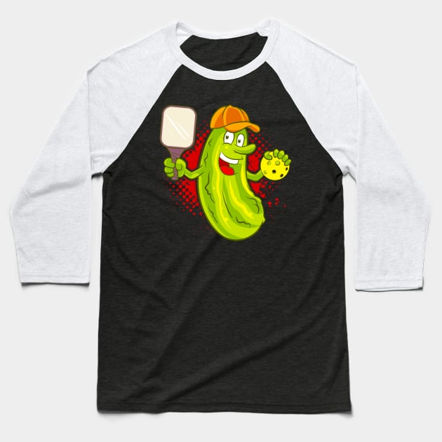 Pickleball Pickle Player Baseball T-Shirt by E